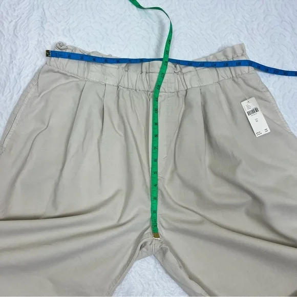 Anthropologie Pilcro High-Rise Cropped Wide Leg Paperbag Jeans Cream XL - Picture 9 of 11